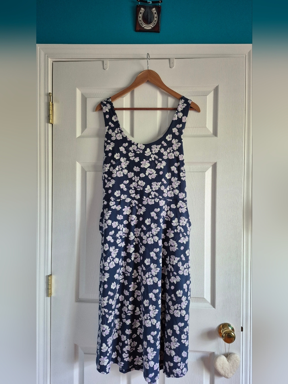 NWT Pact Organic Cotton Blue Floral Tie Back Dress